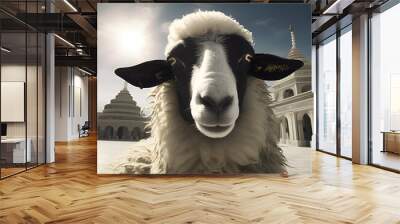 Sheep in the temple of city Wall mural