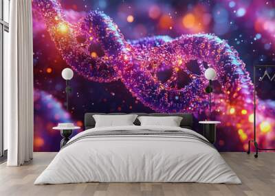 a close-up of a double helix DNA structure in a bokeh background Wall mural