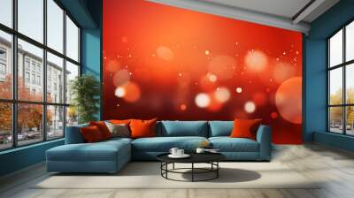 Abstract red bokeh lights curve background. Christmas and New Year concept Wall mural