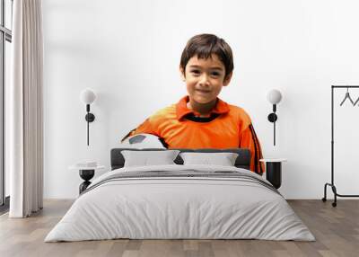 happy boy with soccer ball Wall mural