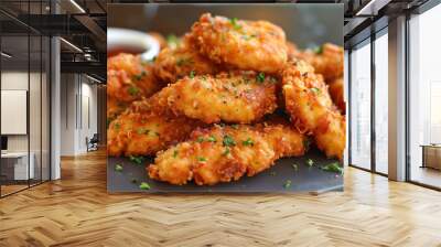 A Close-up of Buttermilk Chicken Tenders on a plate Wall mural