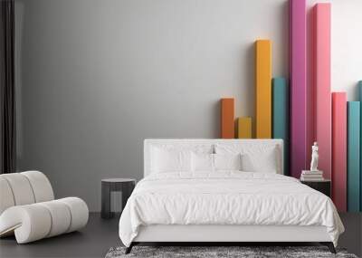 Bar charts with many colours going up and down Wall mural