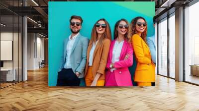 Young fun multinationals in smart casual business dress Wall mural