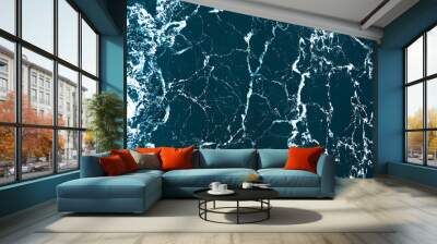 Full frame aerial view of ocean surface and waves - natural abstract dark blue background. Trendy cinematic color grading. Wall mural