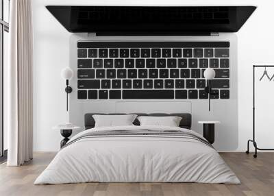 Top view of Isolated modern laptop. Png file with transparent background. Wall mural