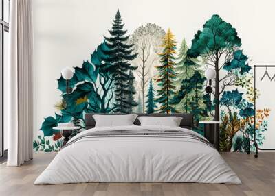 Fore Collection · Mixed Media Forest Illustrations Wall mural