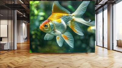 Beautiful gold fish on background. Generative Ai Wall mural