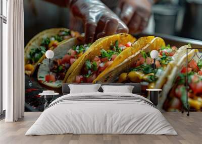 Close-up of Tacos with Toppings Wall mural