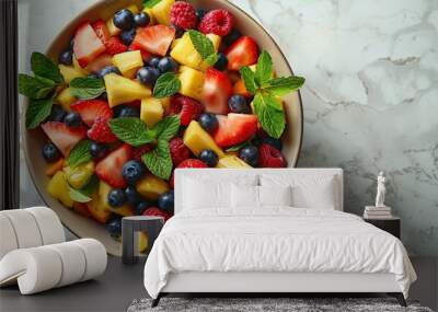 Fresh Fruit Salad with Mint Wall mural