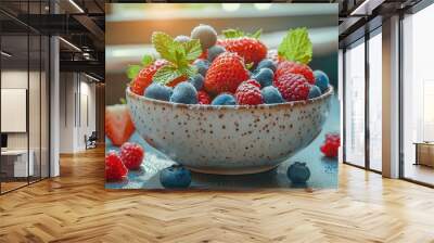 Fresh Summer Berry Bowl Wall mural