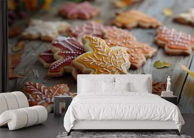 Homemade Autumn Leaf Cookies Wall mural