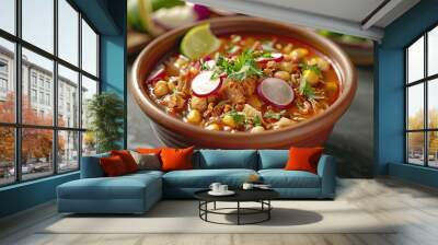 Mexican Soup with Lime and Radishes Wall mural