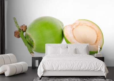 Green coconut isolated on white background Wall mural