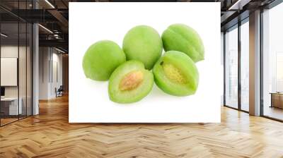 Green plum isolated on white background Wall mural