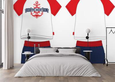 Boys t-shirt reglan shorts set anchor red sport Wall mural