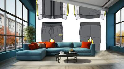 Man Sport Suit jacket zipper and joggers pants template wear Wall mural