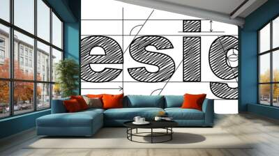 DESIGN draft black text on transparent background Wall mural