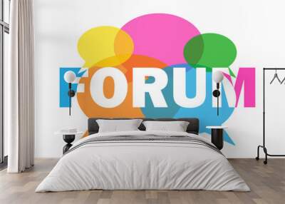 FORUM colourful vector icon with speech bubbles Wall mural