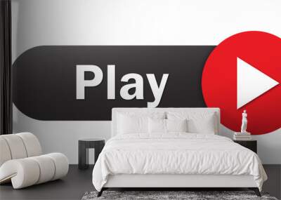 play vector black and red web button Wall mural