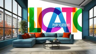 PUBLICATIONS rainbow letters banner Wall mural