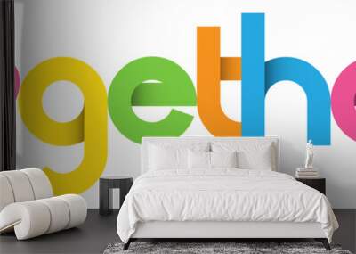 TOGETHER colorful vector geometric typography banner with heart symbol Wall mural