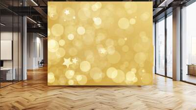 Wide gold bokeh light vector background Wall mural