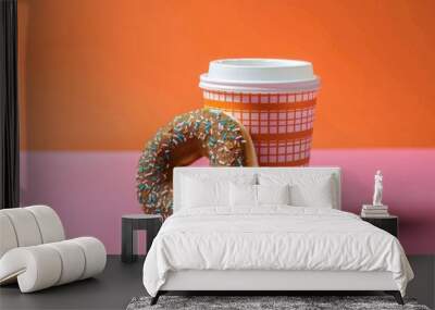 Dunkin Donuts: Enjoy Hot Coffee from an American Doughnut Company in Bangkok. Cup of Hot Coffee Wall mural