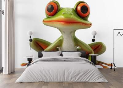 Frog, 3d icon of green frog isolated on a transparent or white background, png Wall mural