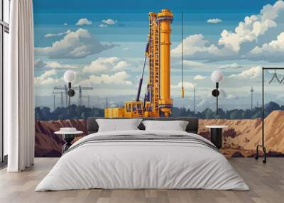 Geotechnical Engineering: Construction Site Study with Professional Drilling Rig Wall mural