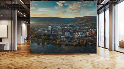 Panoramic City Landscape: Aerial View of Cumberland, Maryland with Stunning Architecture Wall mural