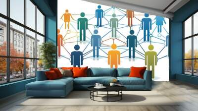 Stakeholder Analysis Network. Illustration of Teamwork and Business Management in an Organisational Wall mural