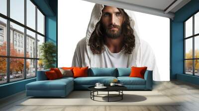 Young Jesus: A Radiant Presence in Light Garments, Transparent Background Wall mural