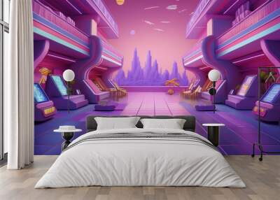 Futuristic game landscape cyberpunk design Wall mural