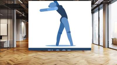 Free floor gymnastics. Sports. Female contest. Vector. Icon, pictogram. Summer international sports. Girls performs a dance. Women's competitions. Symbol of championship, club. Wall mural