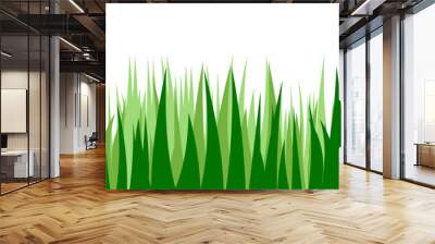 Grass. Vector. Juicy spring grass to frame the bottom. The horizontal location. Background picture. Isolated object. Wall mural