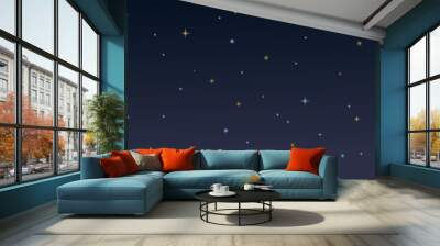 Night starry sky. Illustration in cartoon style flat design. Heavenly atmosphere. Vector Wall mural