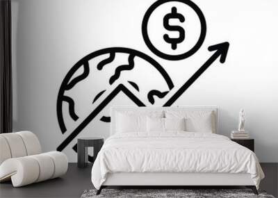 Black line icon for economy  Wall mural