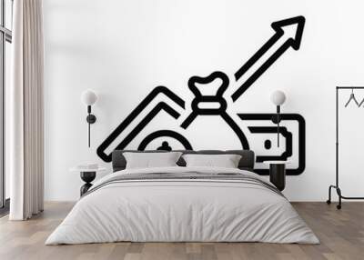 Black line icon for economy Wall mural