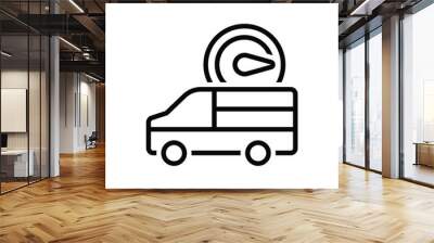 Black line icon for fast delivery Wall mural