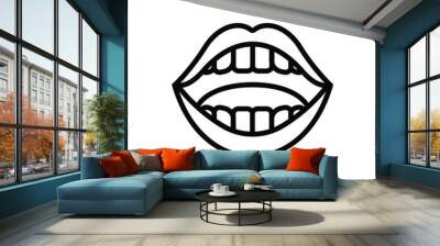 Black line icon for mouth face  Wall mural