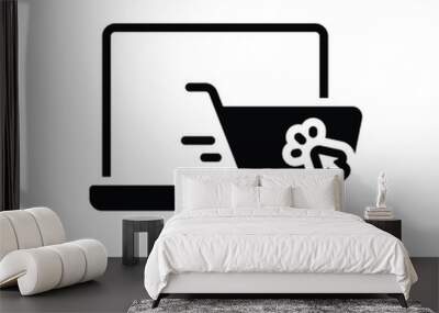 Black solid icon for online shopping Wall mural