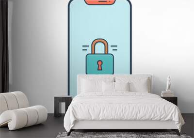 Color illustration icon for locked Wall mural