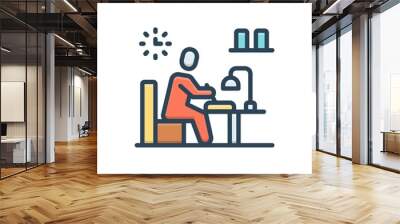 Color illustration icon for writer Wall mural