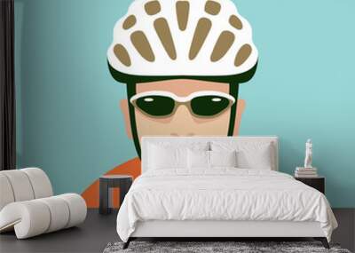 man bike helmet vector illustration style Flat Wall mural