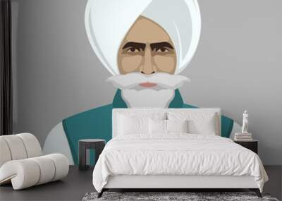 Muslim face head vector illustration  flat style   front Wall mural