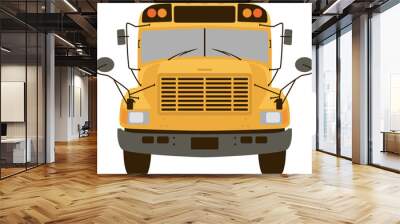 Yellow school bus vector illustration flat style front  Wall mural