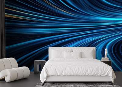 Blue and orange light streaks in dynamic motion effect Wall mural