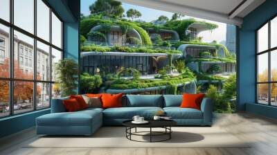 Nature's Embrace: Futuristic Green Architecture Wall mural