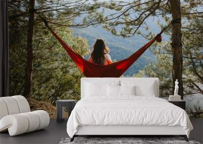 young woman in hammock Wall mural