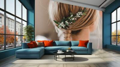 woman with long hair wedding inspiration hairstyle Wall mural